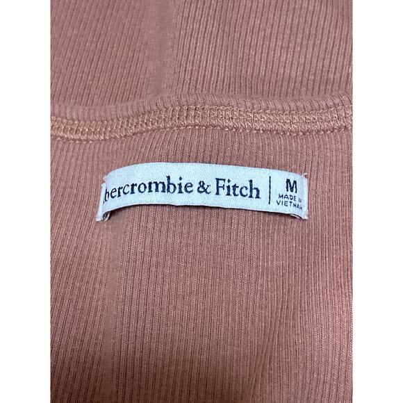 Abercrombie & Fitch Women's Brown Rib Knit Henley Long Sleeve Crop Shirt Top M - Picture 4 of 5
